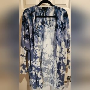 Lane Bryant blue and white open-front cardigan size 22/24